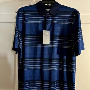 BNWT CALLAWAY Short Sleeve Performance Polo in blue striped (M)